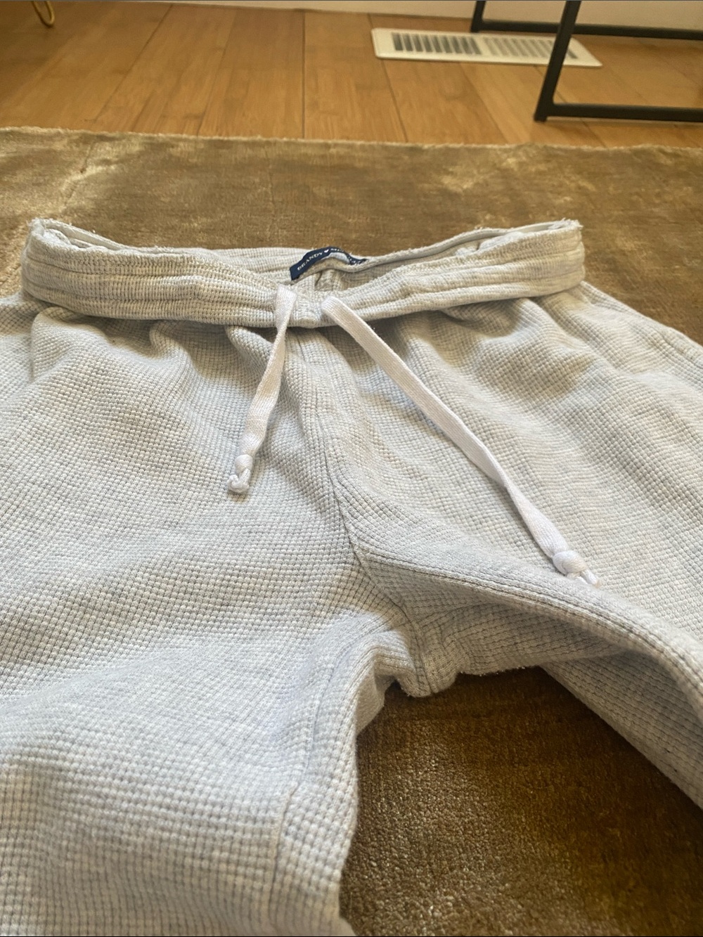 Brandy Melville Light Gray Wide-Leg waffle Sweatpants with Drawstring - Picture 3 of 11